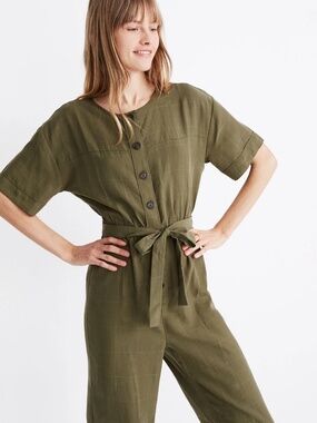 Madewell Short-Sleeve Belted Jumpsuit